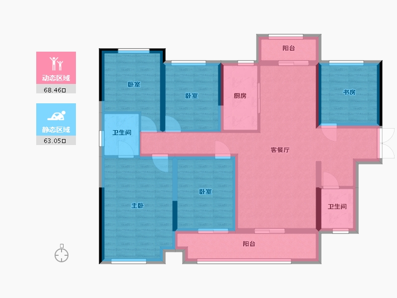 湖南省-常德市-翰林公馆-122.69-户型库-动静分区