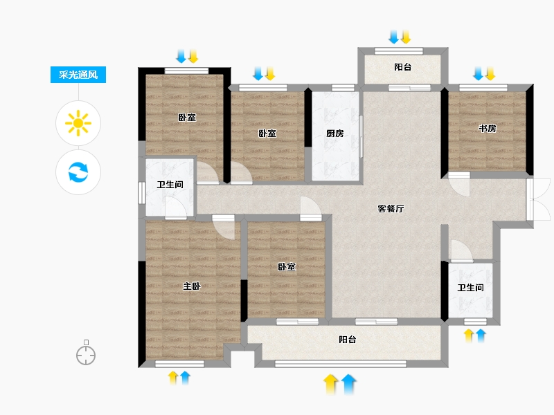 湖南省-常德市-翰林公馆-122.69-户型库-采光通风