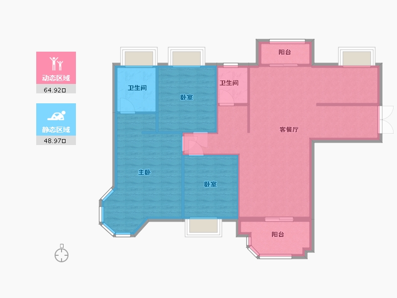 江苏省-扬州市-京华御景苑-104.00-户型库-动静分区