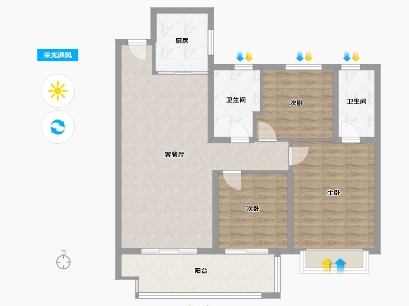 江苏省-盐城市-悦棠湾小区-95.41-户型库-采光通风