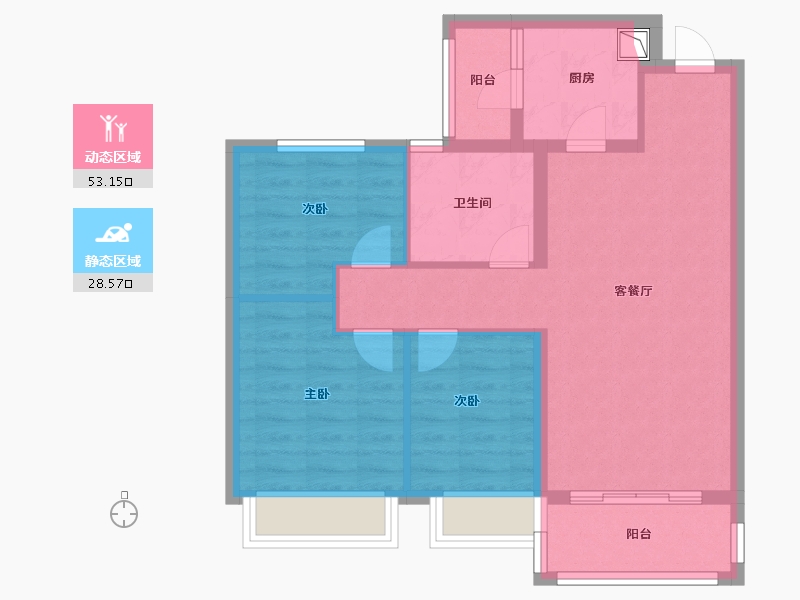 山东省-济宁市-恒大悦珑湾-71.30-户型库-动静分区