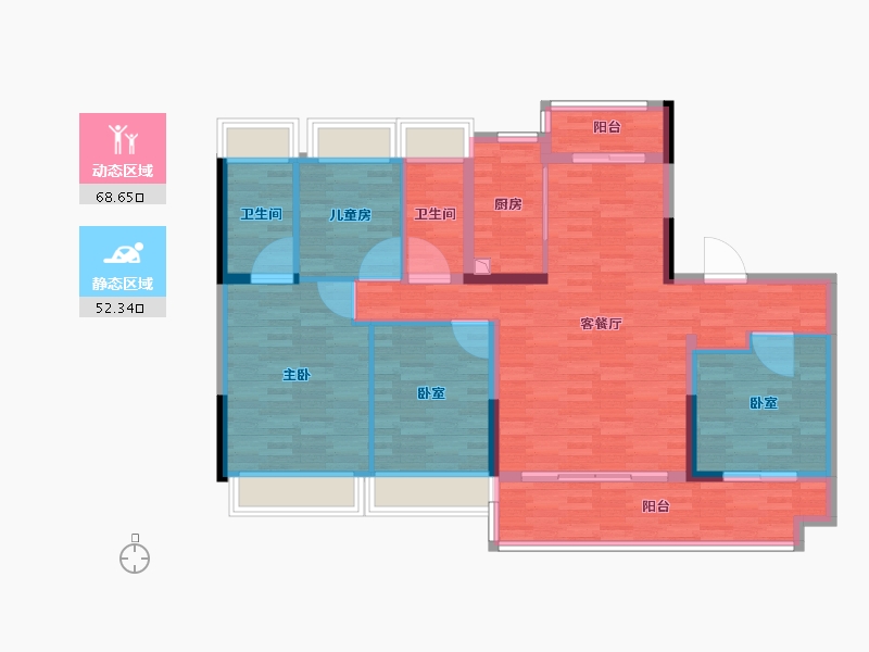 广东省-云浮市-碧桂园中央公园-105.83-户型库-动静分区