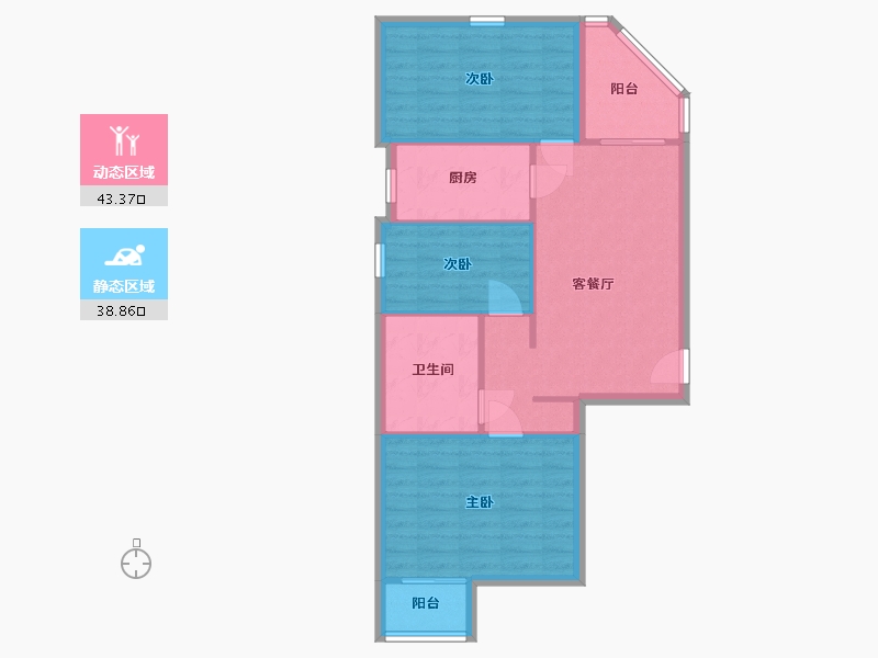 北京-北京市-卧龙小区-80.95-户型库-动静分区