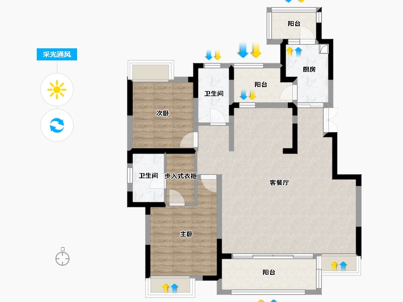 四川省-成都市-璟云府-127.20-户型库-采光通风