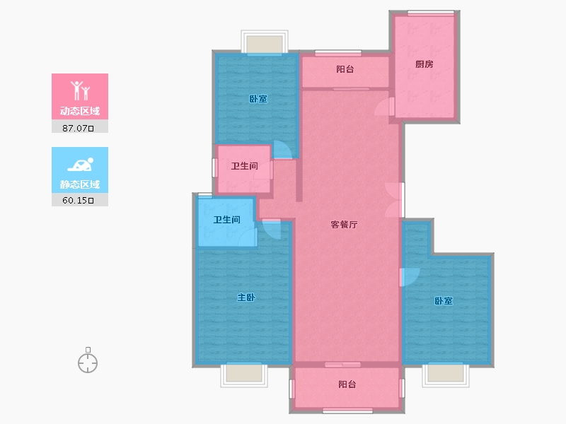 上海-上海市-金色贝拉维-129.66-户型库-动静分区