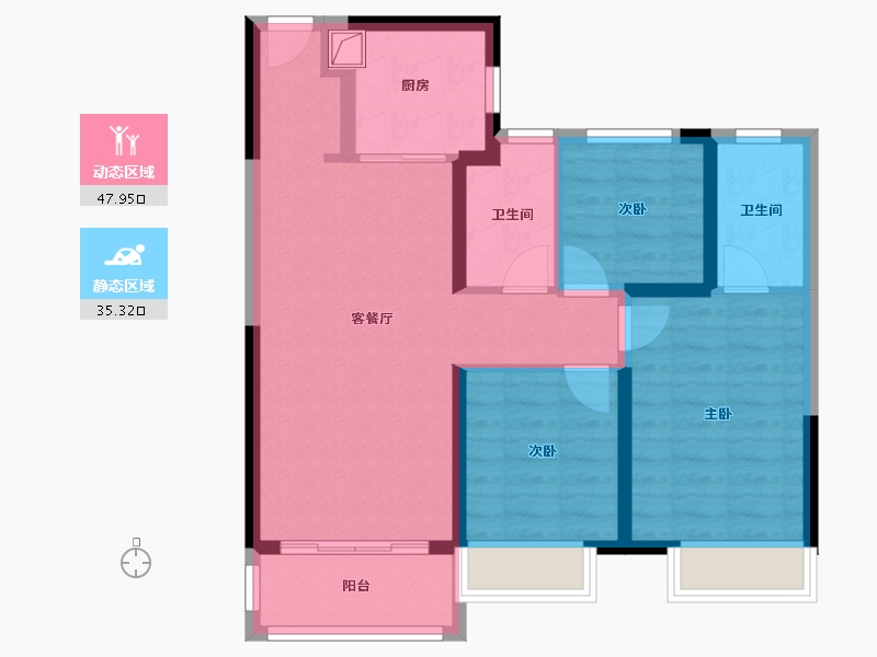 陕西省-西安市-凤栖云-86.40-户型库-动静分区