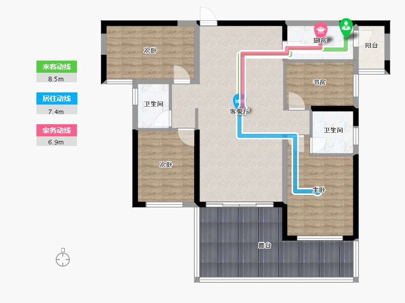 贵州省-六盘水市-盘州未来城-91.20-户型库-动静线