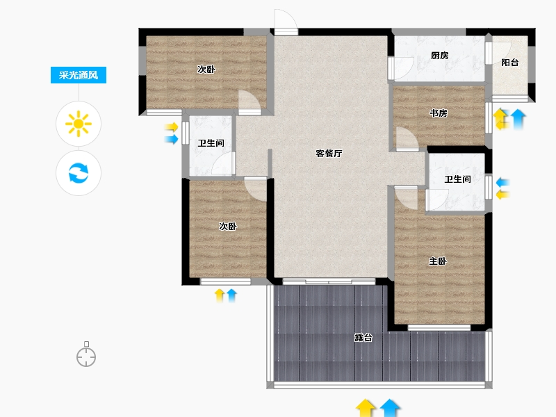 贵州省-六盘水市-盘州未来城-91.20-户型库-采光通风