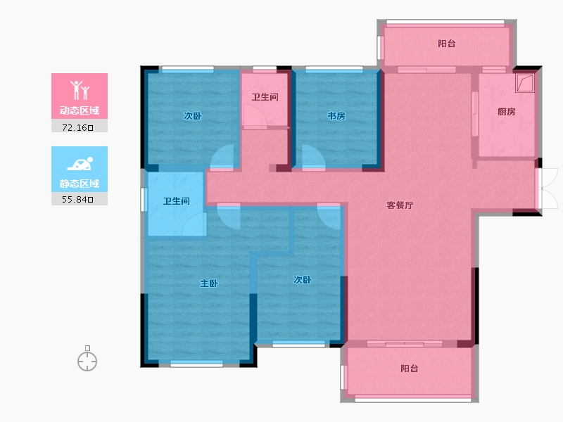 湖南省-常德市-翰林公馆-118.64-户型库-动静分区