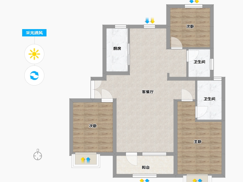 河北省-邢台市-天业悦荣府-100.59-户型库-采光通风