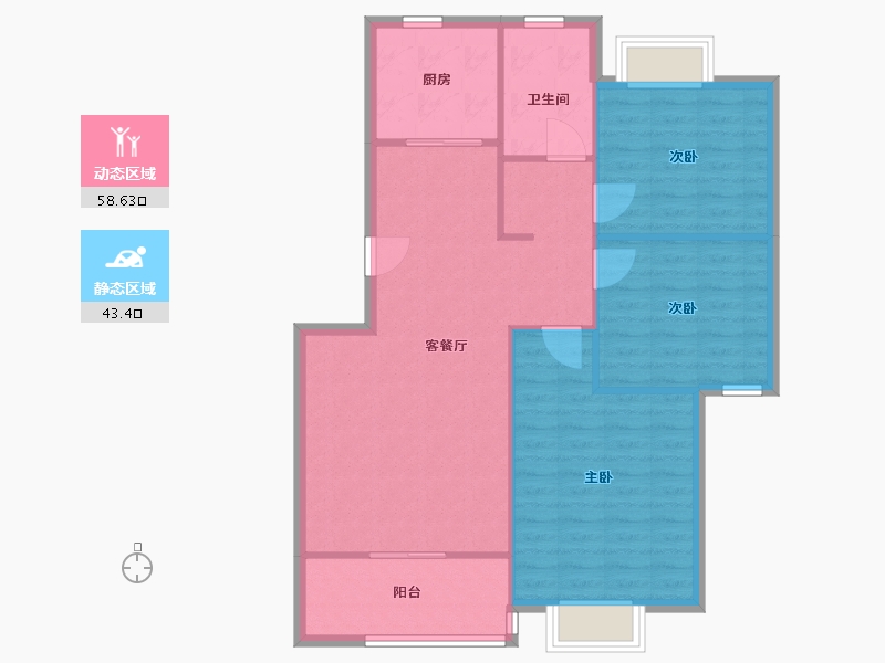 陕西省-西安市-华宇凤凰城-93.70-户型库-动静分区