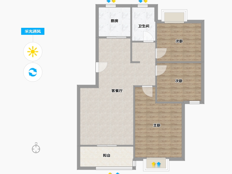 陕西省-西安市-华宇凤凰城-93.70-户型库-采光通风