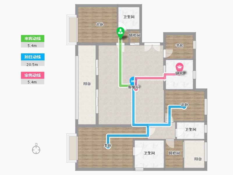 浙江省-金华市-章安-144.00-户型库-动静线