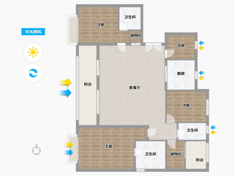 浙江省-金华市-章安-144.00-户型库-采光通风