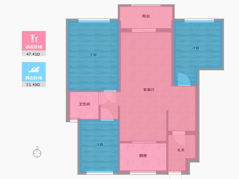 上海-上海市-隐秀云庐-72.12-户型库-动静分区