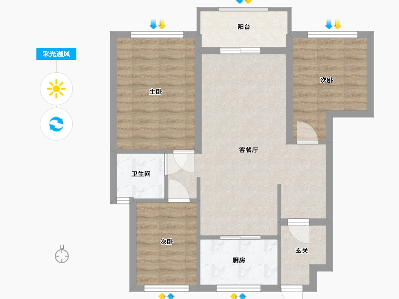 上海-上海市-隐秀云庐-72.12-户型库-采光通风