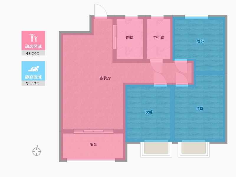 陕西省-宝鸡市-高新首府-80.00-户型库-动静分区