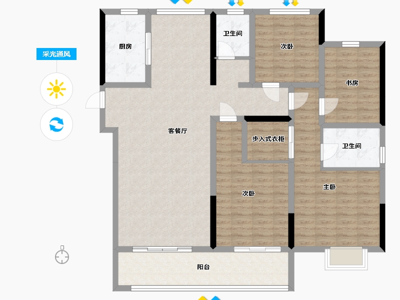 山东省-菏泽市-绿地观天下-142.40-户型库-采光通风