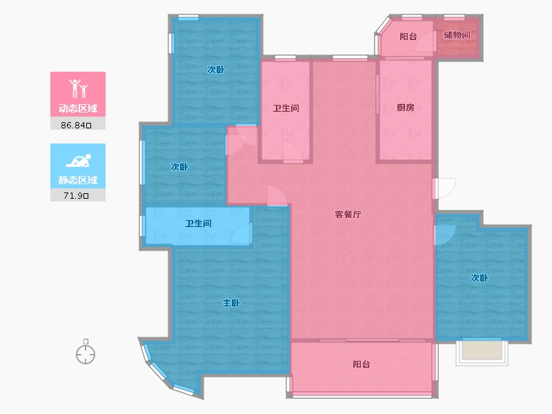 河南省-郑州市-晨胧华庭住宅小区-152.00-户型库-动静分区