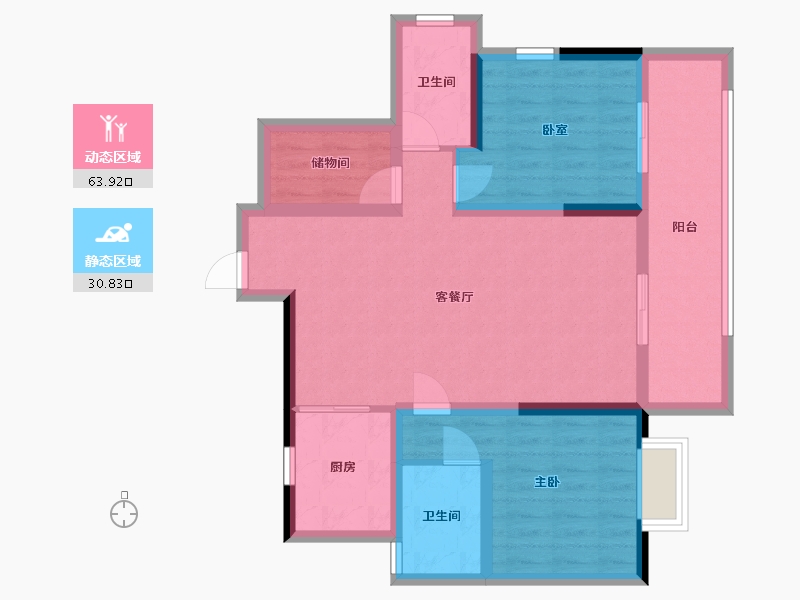 广西壮族自治区-桂林市-彰泰春天里-88.30-户型库-动静分区