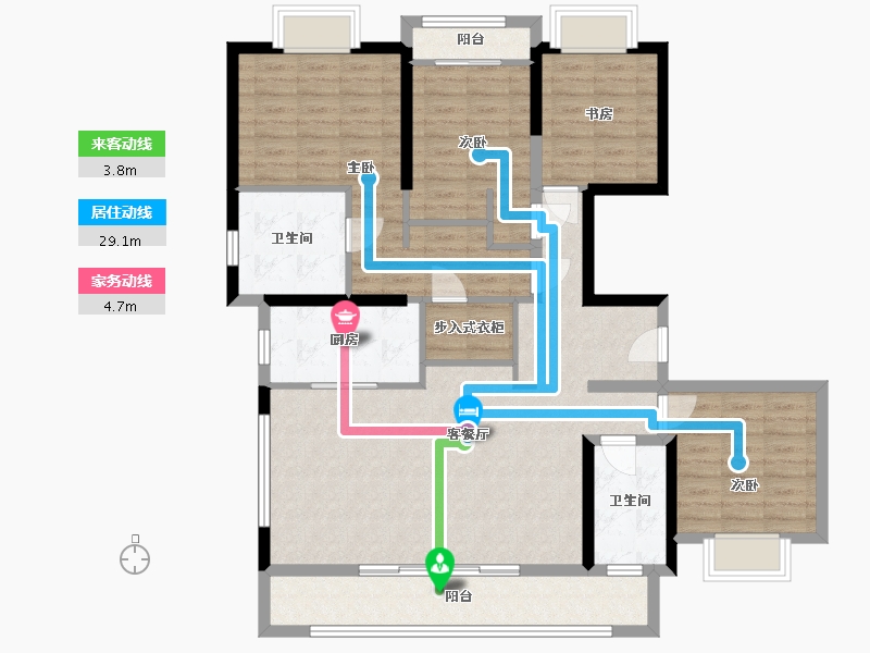 湖北省-武汉市-武昌滨江长江中心-132.00-户型库-动静线