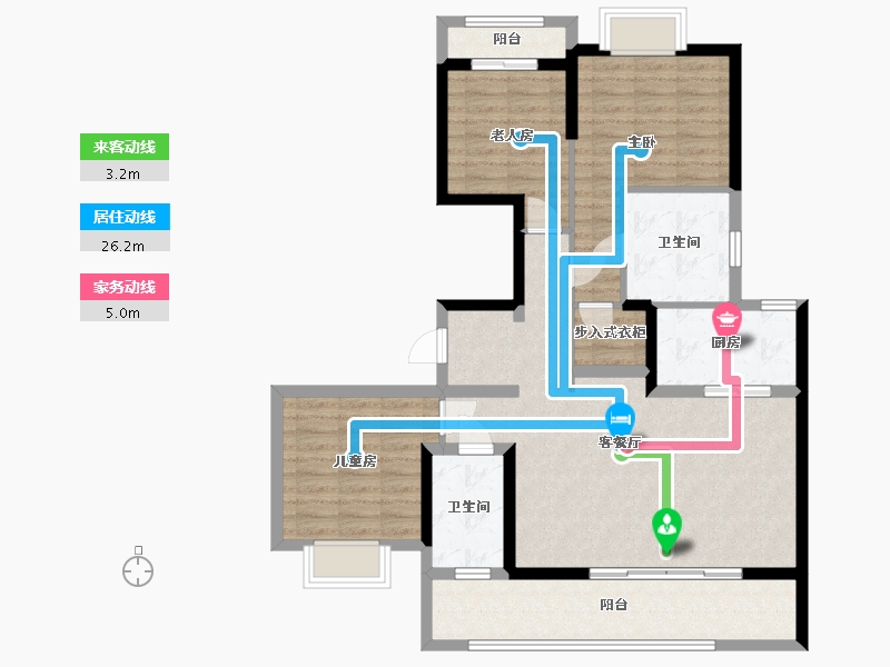 湖北省-武汉市-武昌滨江长江中心-108.00-户型库-动静线