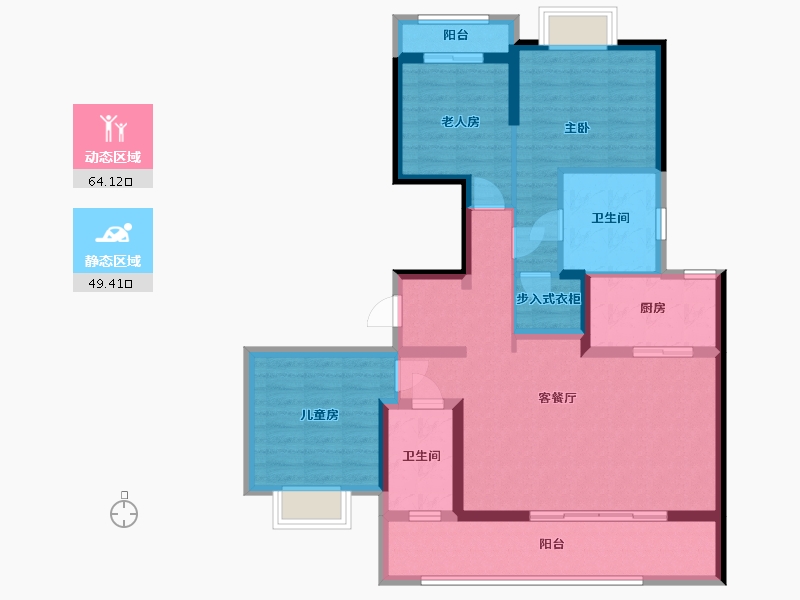 湖北省-武汉市-武昌滨江长江中心-108.00-户型库-动静分区