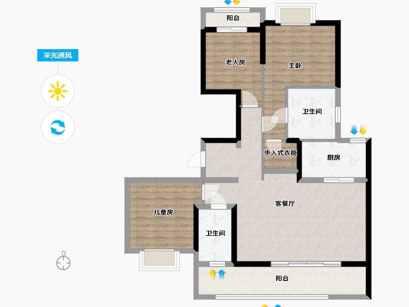 湖北省-武汉市-武昌滨江长江中心-108.00-户型库-采光通风