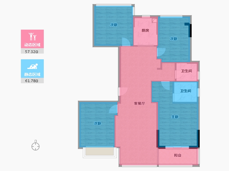 浙江省-温州市-中梁云璟园-111.20-户型库-动静分区