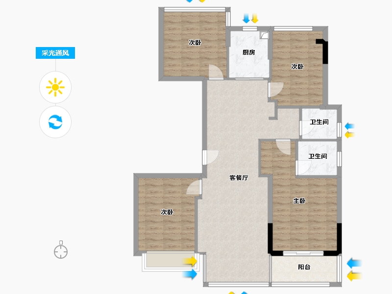 浙江省-温州市-中梁云璟园-111.20-户型库-采光通风