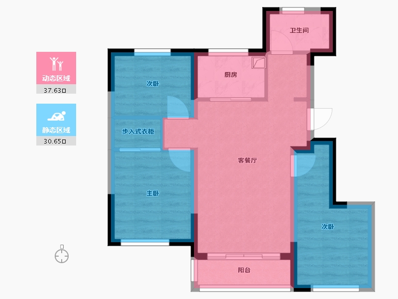 辽宁省-大连市-金科金弘基集美郡-64.00-户型库-动静分区