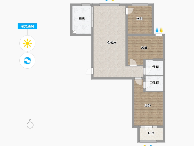 河北省-邯郸市-建安锦城-90.80-户型库-采光通风