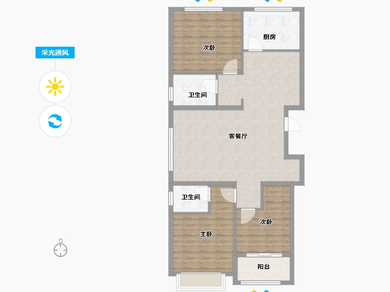 河南省-濮阳市-东方名城一期-104.00-户型库-采光通风