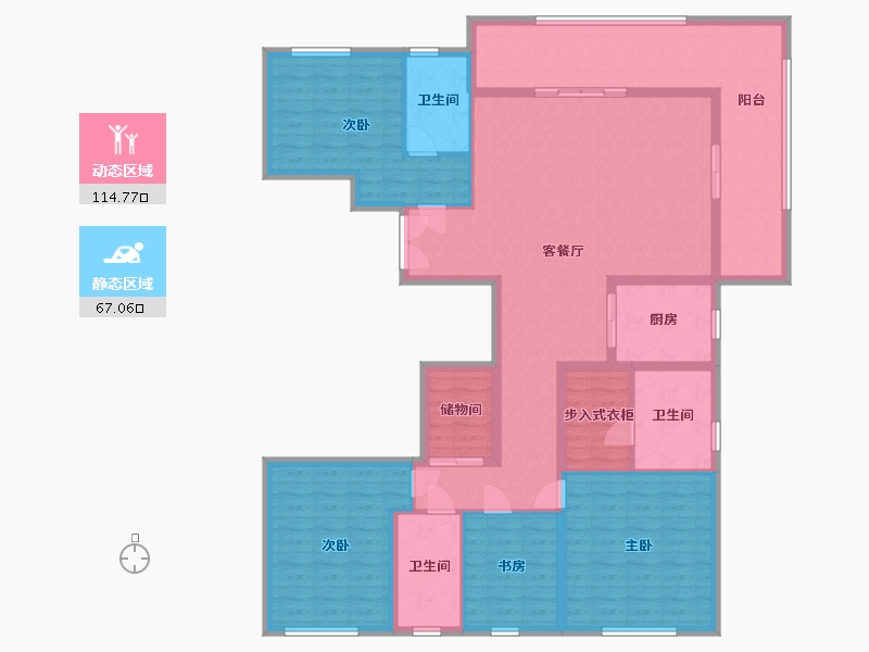 湖北省-武汉市-武昌滨江长江中心-180.00-户型库-动静分区