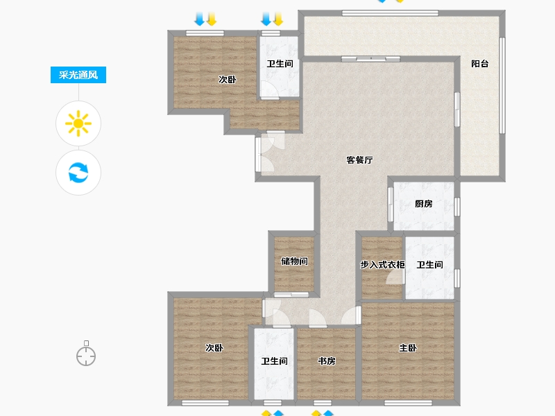 湖北省-武汉市-武昌滨江长江中心-180.00-户型库-采光通风