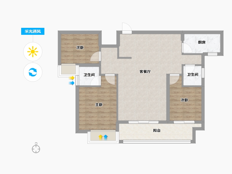 江西省-赣州市-书香公园悦府-86.40-户型库-采光通风