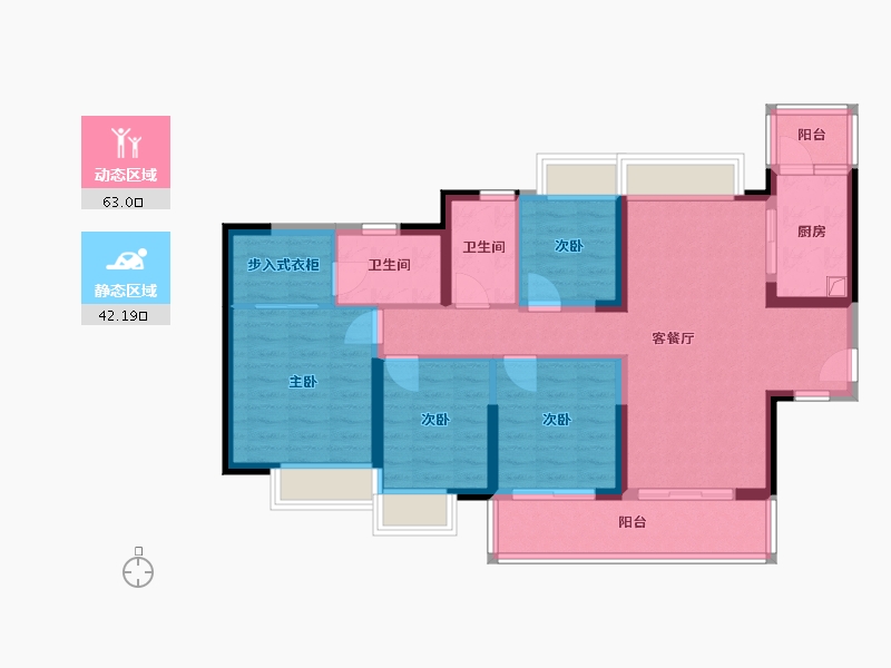 广东省-东莞市-中堂宝翠园-102.56-户型库-动静分区