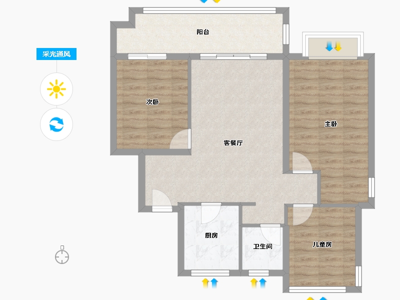 安徽省-合肥市-十里晴川-77.42-户型库-采光通风