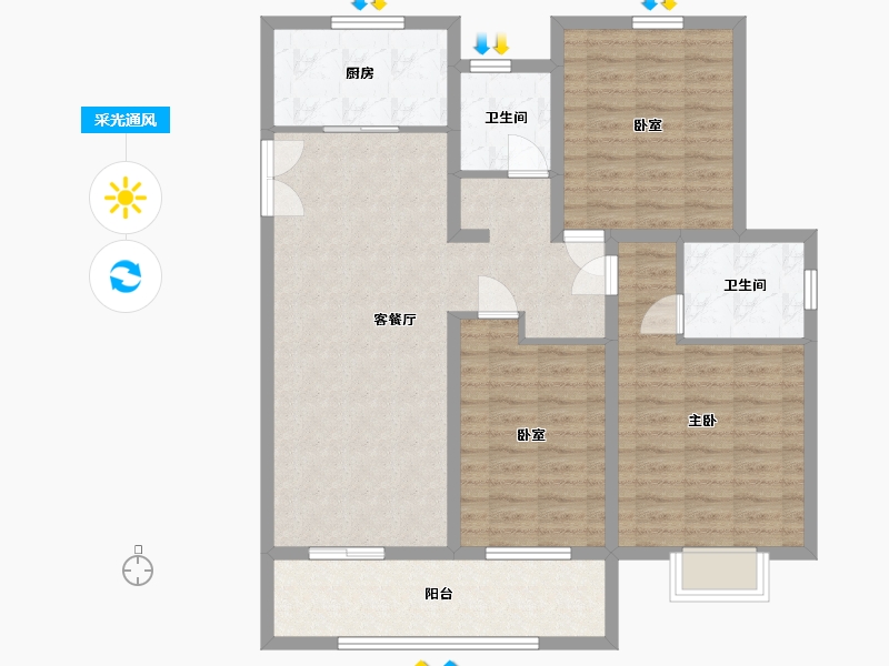 安徽省-蚌埠市-山水文园-104.80-户型库-采光通风