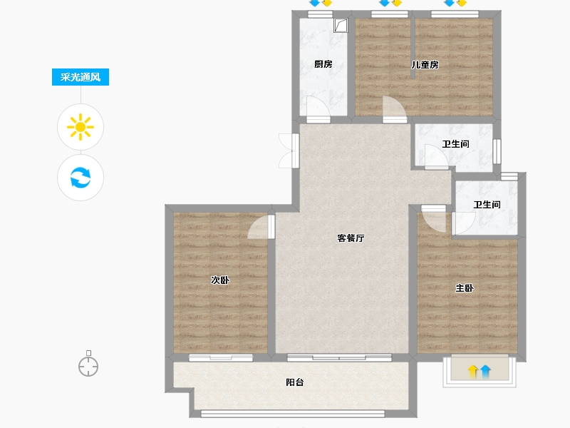 山东省-济宁市-水岸新城-108.00-户型库-采光通风