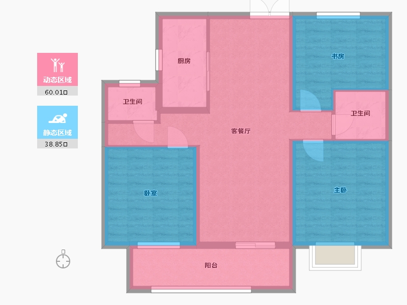 安徽省-蚌埠市-山水文园-89.60-户型库-动静分区