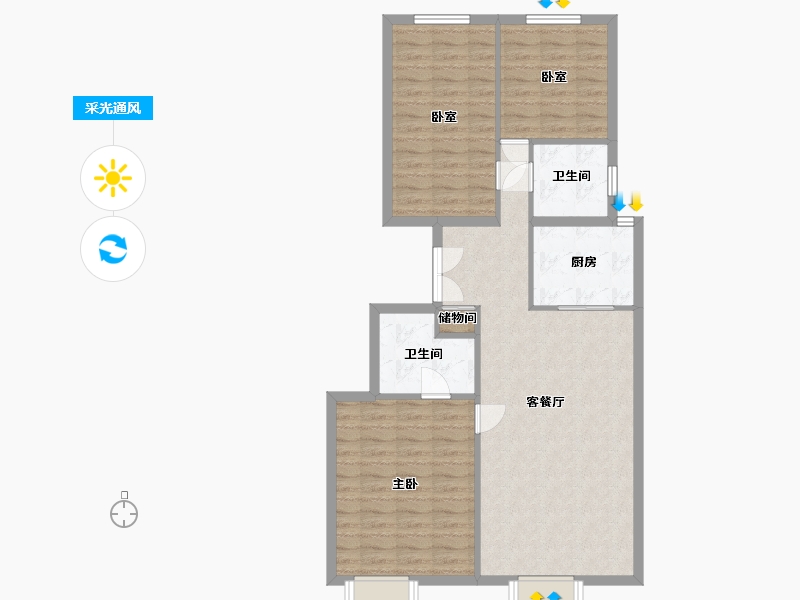 北京-北京市-爱这城-107.94-户型库-采光通风