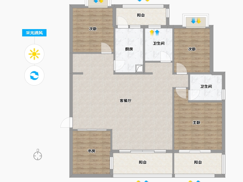 福建省-泉州市-湖滨花园-119.85-户型库-采光通风