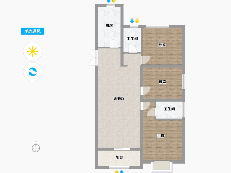 安徽省-蚌埠市-山水文园-94.40-户型库-采光通风