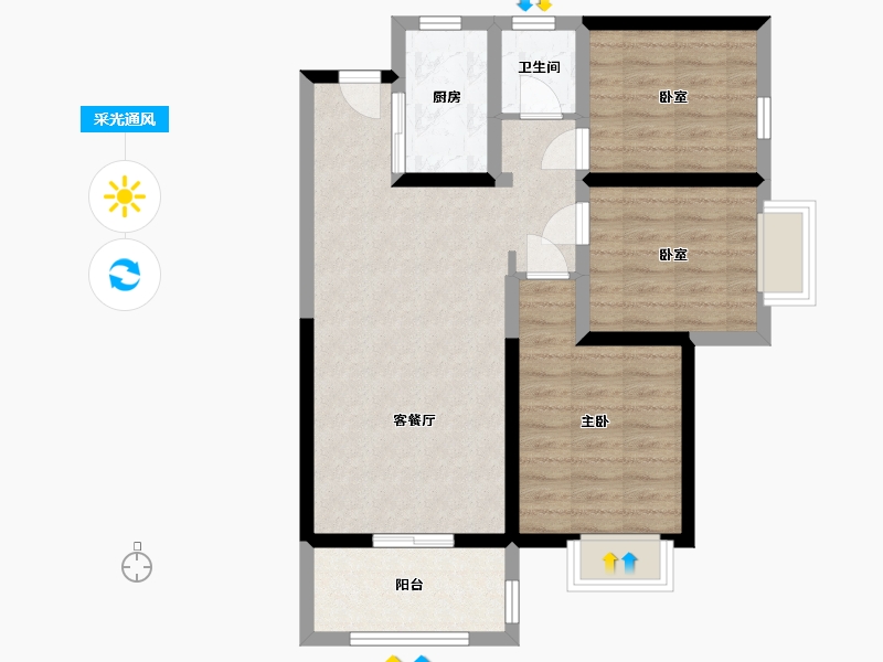 陕西省-安康市-仕府大院-83.40-户型库-采光通风