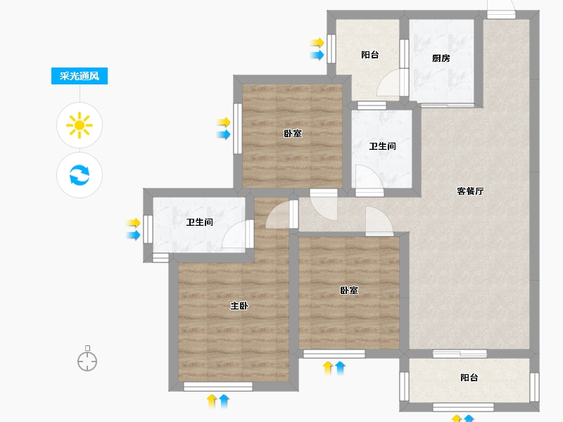 四川省-绵阳市-三汇四季公园-70.70-户型库-采光通风