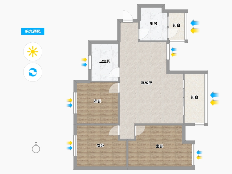 四川省-成都市-军安卫士花园-84.10-户型库-采光通风