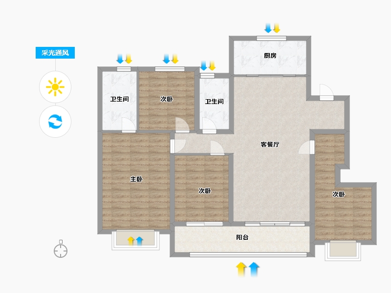 浙江省-金华市-悦府-114.40-户型库-采光通风