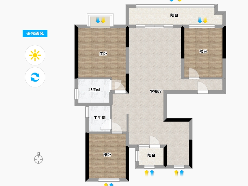 山东省-滨州市-中梁首府-104.00-户型库-采光通风