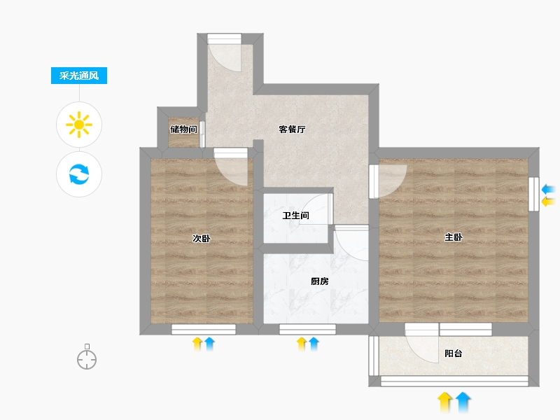 北京-北京市-胜古北里-42.55-户型库-采光通风